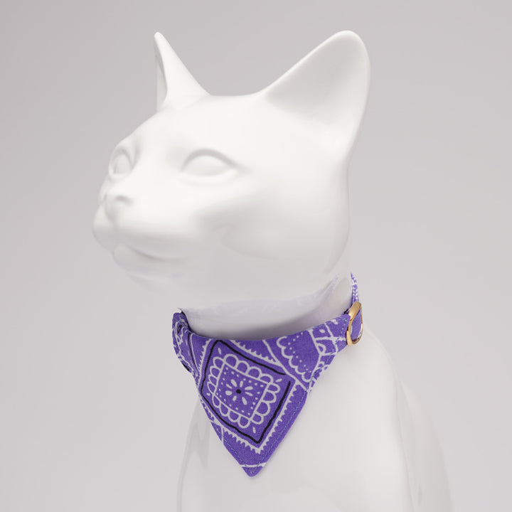 バンダナ付き猫首輪　ペイズリー　パープル