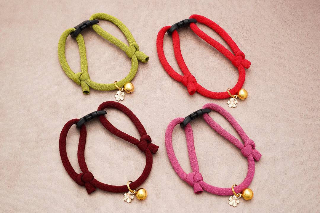 丸紐猫首輪 ちりめん MUJI 小豆色【新モデル】｜ぽぽねこ公式  