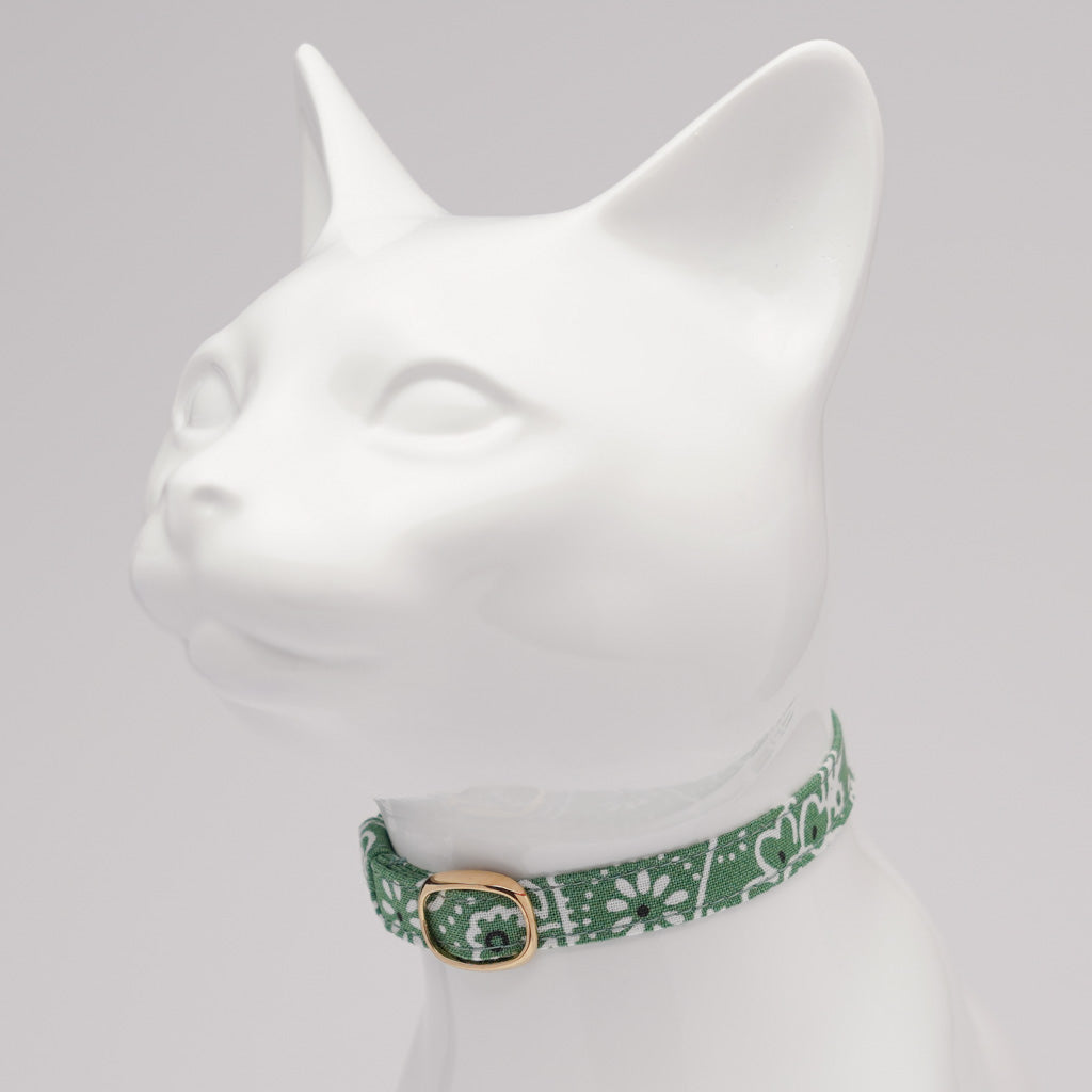 猫首輪　ペイズリー　グリーン
