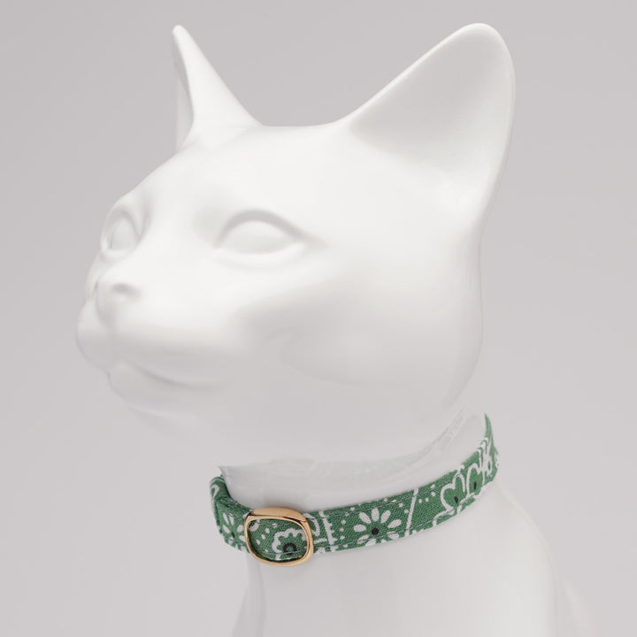 猫首輪　ペイズリー　グリーン