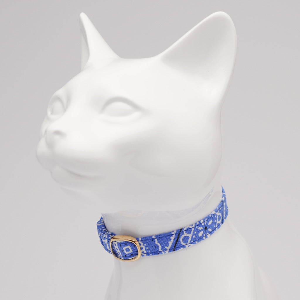 猫首輪　ペイズリー　ブルー