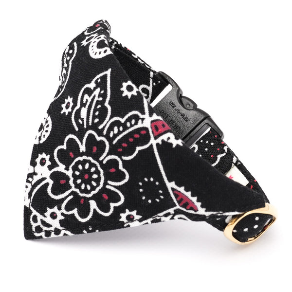 バンダナ付き猫首輪　ペイズリー　ブラック