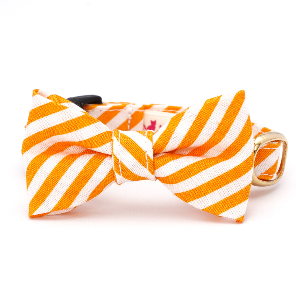 リボン付き猫首輪　キャンディストライプ　オレンジ