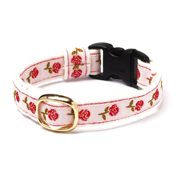 チロル猫首輪　Kafka　ローズ　5ホワイト／レッド