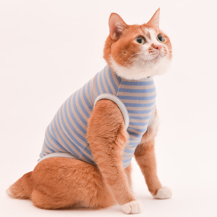 猫に優しい猫服　キャットウォーム　ボーダー（ノースリーブ）