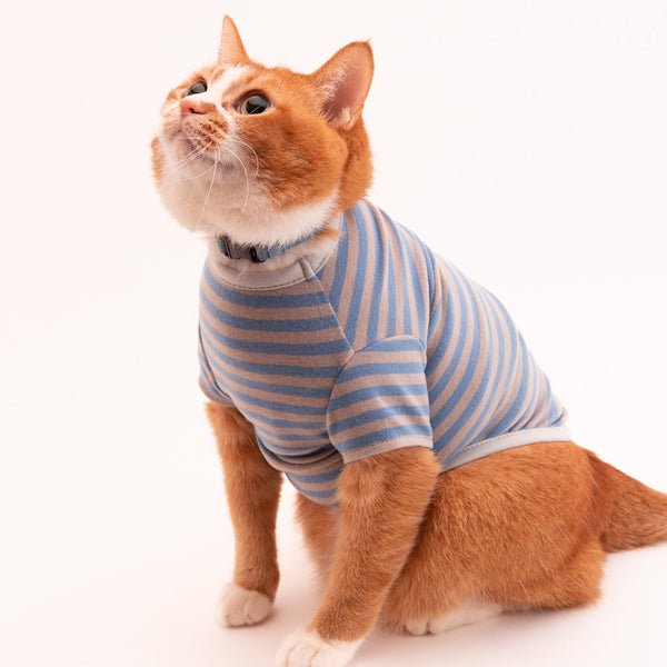 【訳あり】猫に優しい猫服　キャットウォーム　ボーダー（半袖）